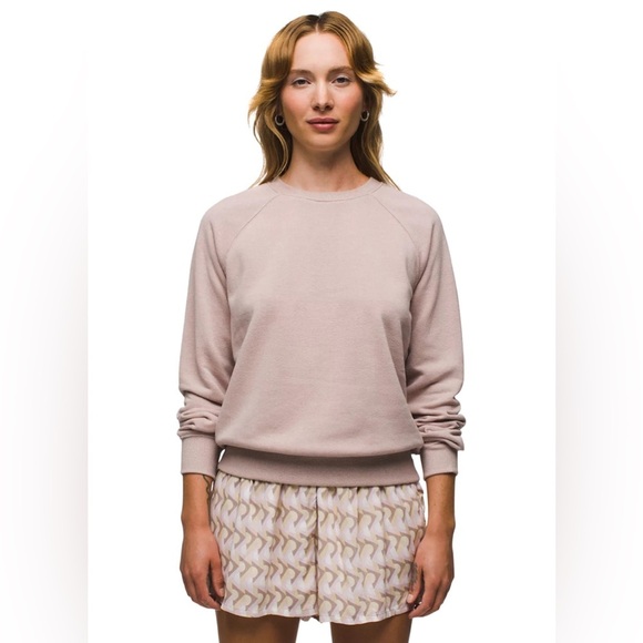 Prana Cozy Up Sweatshirt Willow Heather Light Purple Gray Pullover Crewneck Sz S - Picture 1 of 12
